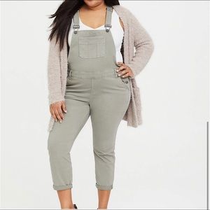 Torrid Overalls Green Twill Crop Capri Size 18